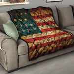 Cracked American Flag Print Quilt