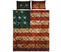 Cracked American Flag Print Quilt Bed Set