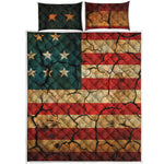 Cracked American Flag Print Quilt Bed Set