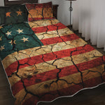Cracked American Flag Print Quilt Bed Set