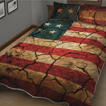 Cracked American Flag Print Quilt Bed Set