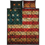 Cracked American Flag Print Quilt Bed Set
