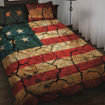 Cracked American Flag Print Quilt Bed Set