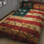 Cracked American Flag Print Quilt Bed Set