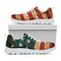 Cracked American Flag Print White Running Shoes
