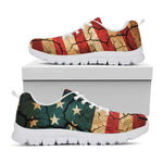 Cracked American Flag Print White Sneakers