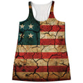 Cracked American Flag Print Women's Racerback Tank Top