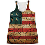 Cracked American Flag Print Women's Racerback Tank Top