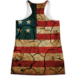 Cracked American Flag Print Women's Racerback Tank Top