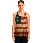 Cracked American Flag Print Women's Racerback Tank Top