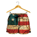 Cracked American Flag Print Women's Shorts