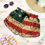 Cracked American Flag Print Women's Shorts