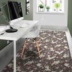 Crane Bird And Flower Pattern Print Area Rug