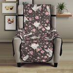 Crane Bird And Flower Pattern Print Armchair Protector