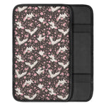 Crane Bird And Flower Pattern Print Car Center Console Cover