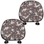 Crane Bird And Flower Pattern Print Car Headrest Covers