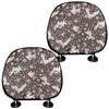 Crane Bird And Flower Pattern Print Car Headrest Covers