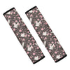 Crane Bird And Flower Pattern Print Car Seat Belt Covers