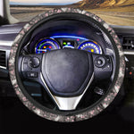 Crane Bird And Flower Pattern Print Car Steering Wheel Cover