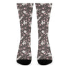 Crane Bird And Flower Pattern Print Crew Socks