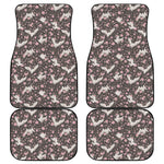 Crane Bird And Flower Pattern Print Front and Back Car Floor Mats