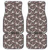 Crane Bird And Flower Pattern Print Front and Back Car Floor Mats