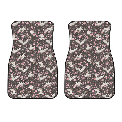 Crane Bird And Flower Pattern Print Front Car Floor Mats