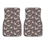 Crane Bird And Flower Pattern Print Front Car Floor Mats