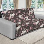 Crane Bird And Flower Pattern Print Futon Protector