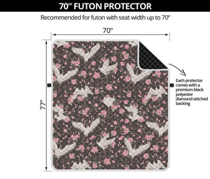 Crane Bird And Flower Pattern Print Futon Protector