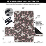 Crane Bird And Flower Pattern Print Half Sofa Protector