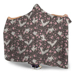 Crane Bird And Flower Pattern Print Hooded Blanket