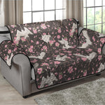 Crane Bird And Flower Pattern Print Loveseat Protector