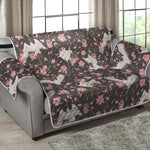 Crane Bird And Flower Pattern Print Loveseat Protector