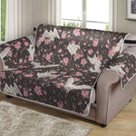 Crane Bird And Flower Pattern Print Loveseat Protector