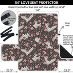 Crane Bird And Flower Pattern Print Loveseat Protector