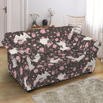 Crane Bird And Flower Pattern Print Loveseat Slipcover