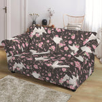 Crane Bird And Flower Pattern Print Loveseat Slipcover