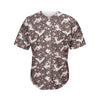 Crane Bird And Flower Pattern Print Men's Baseball Jersey