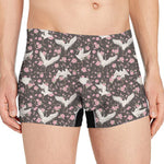 Crane Bird And Flower Pattern Print Men's Boxer Briefs