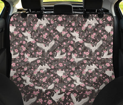 Crane Bird And Flower Pattern Print Pet Car Back Seat Cover