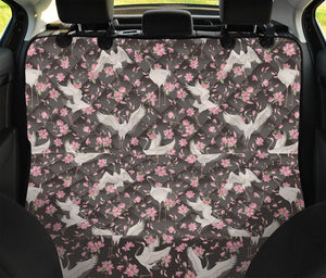 Crane Bird And Flower Pattern Print Pet Car Back Seat Cover