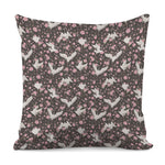 Crane Bird And Flower Pattern Print Pillow Cover