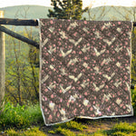 Crane Bird And Flower Pattern Print Quilt