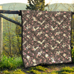 Crane Bird And Flower Pattern Print Quilt