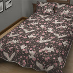 Crane Bird And Flower Pattern Print Quilt Bed Set