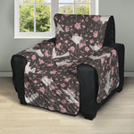 Crane Bird And Flower Pattern Print Recliner Protector