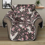 Crane Bird And Flower Pattern Print Recliner Protector