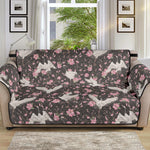 Crane Bird And Flower Pattern Print Sofa Protector