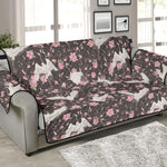 Crane Bird And Flower Pattern Print Sofa Protector